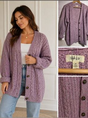 brand: Style & co, open sweater, knitted, with buttons, size M